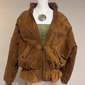 Brown Suede Jacket with Unique Design